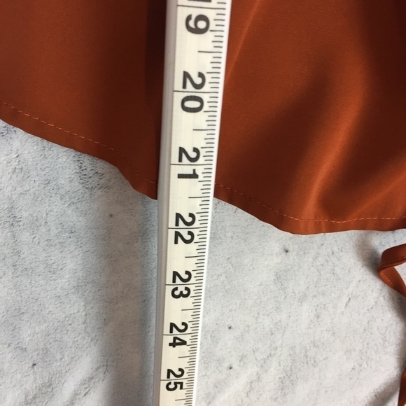 Shein Blouse Top Sz Large Elastic Waist Balloon Sleeves Flare Hem Burnt Orange - Picture 11 of 12